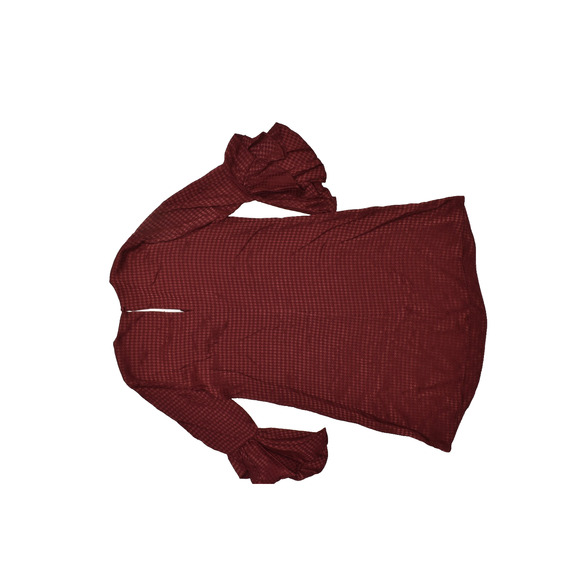 Calvin Klein Women's Houndstooth Ruffle Bell Sleeve Mini Dress/Tunic Top Red L - Picture 2 of 8